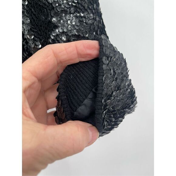 Vintage Imperial Fashion Black Sequins Lambswool Full-Zip Sweater Jacket Size 42 - Picture 5 of 9